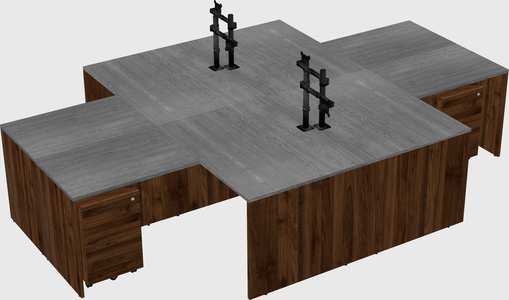 Quad l-shaped office desks
