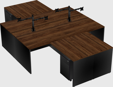 Quad l-shaped office desks