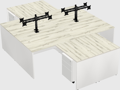 Quad l-shaped office desks