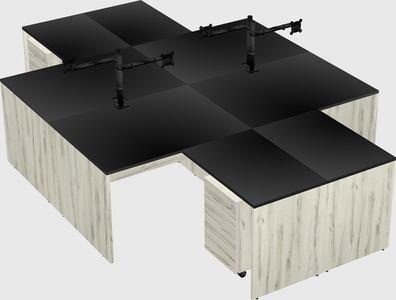 Quad l-shaped office desks