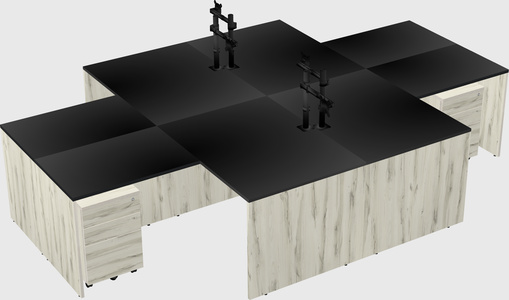 Quad l-shaped office desks