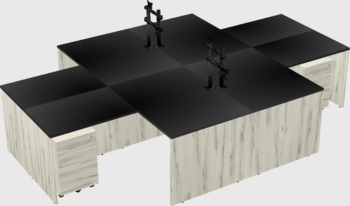 Quad l-shaped office desks