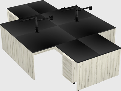 Quad l-shaped office desks