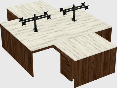 Quad l-shaped office desks