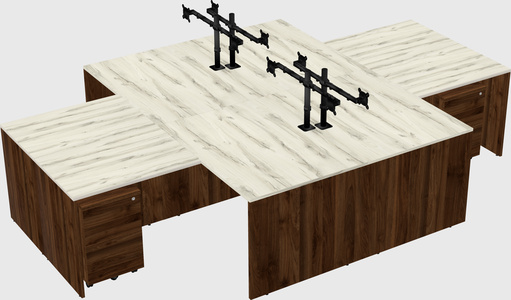 Quad l-shaped office desks
