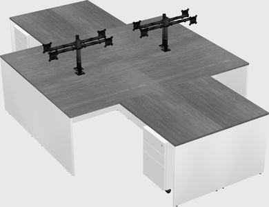 Quad l-shaped office desks