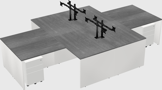 Quad l-shaped office desks