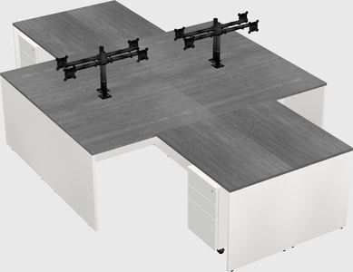 Quad l-shaped office desks