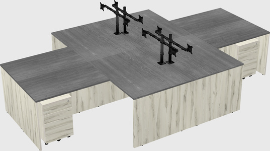 Quad l-shaped office desks