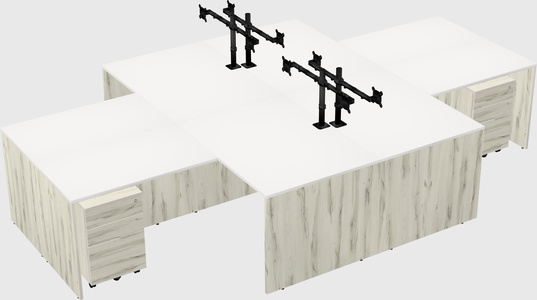 Quad l-shaped office desks