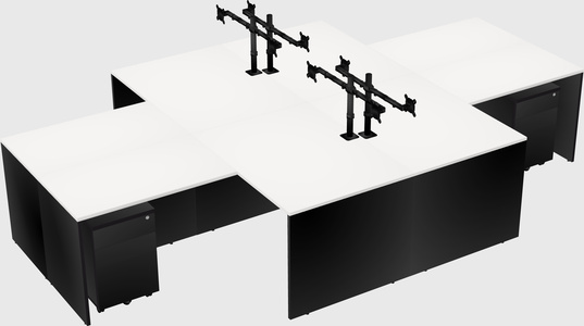 Quad l-shaped office desks