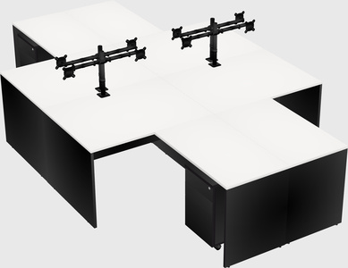 Quad l-shaped office desks