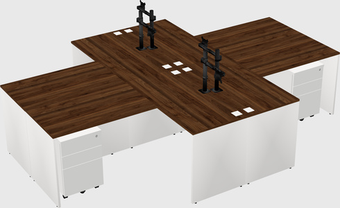 Quad l-shaped office desks