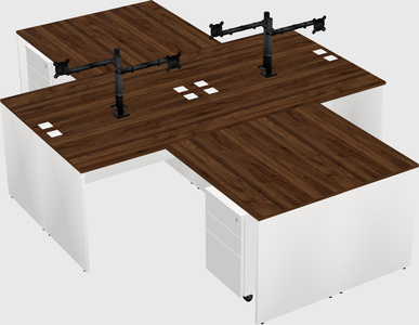 Quad l-shaped office desks