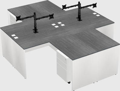 Quad l-shaped office desks