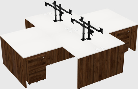 Quad l-shaped office desks