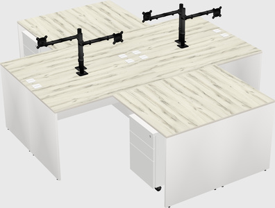 Quad l-shaped office desks