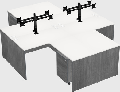 Quad l-shaped office desks