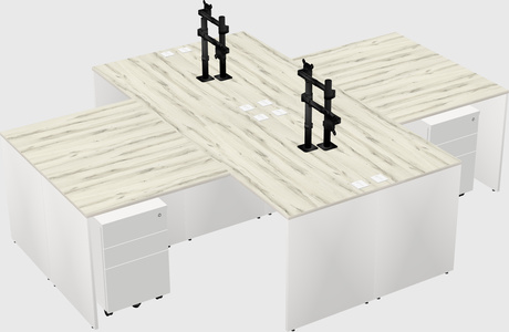 Quad l-shaped office desks