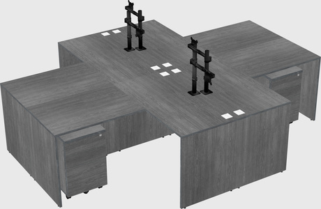 Quad l-shaped office desks