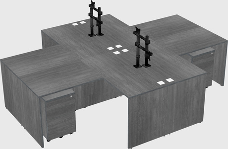Quad l-shaped office desks