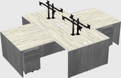 Quad l-shaped office desks