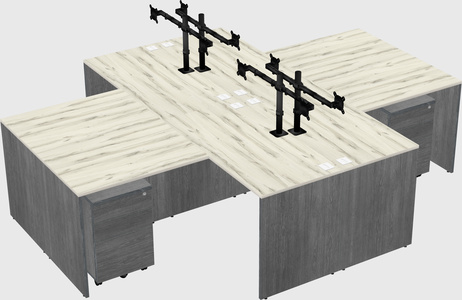 Quad l-shaped office desks