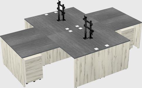 Quad l-shaped office desks
