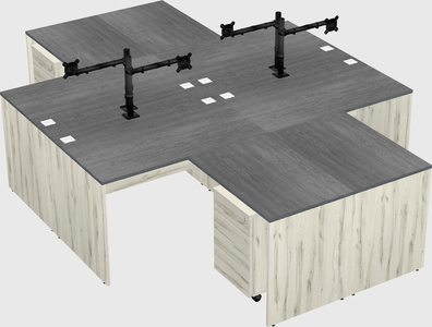 Quad l-shaped office desks