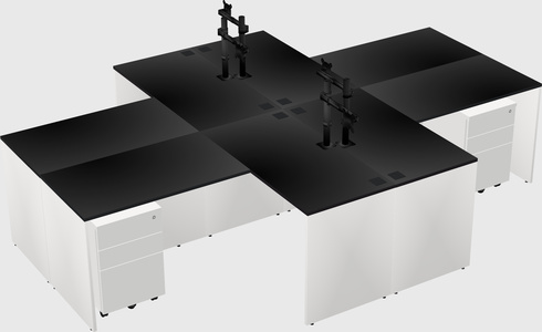 Quad l-shaped office desks
