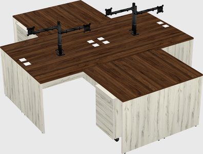 Quad l-shaped office desks