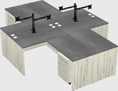 Quad l-shaped office desks