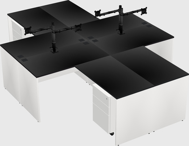 Quad l-shaped office desks