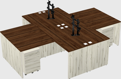 Quad l-shaped office desks