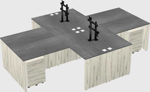 Quad l-shaped office desks