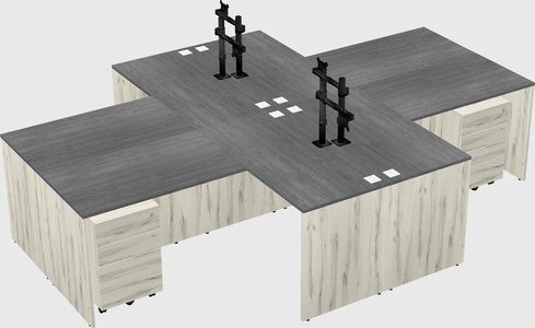 Quad l-shaped office desks