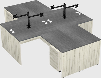 Quad l-shaped office desks