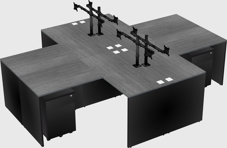 Quad l-shaped office desks