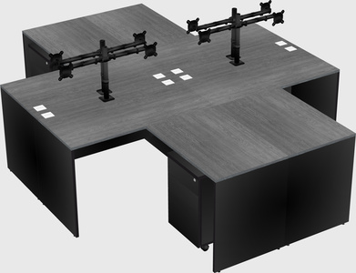 Quad l-shaped office desks