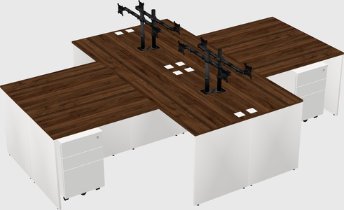 Quad l-shaped office desks