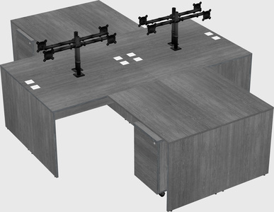 Quad l-shaped office desks
