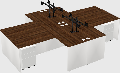 Quad l-shaped office desks