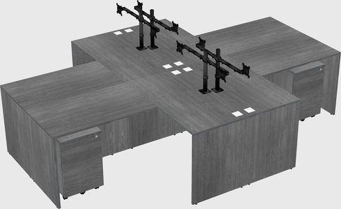 Quad l-shaped office desks