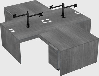 Quad l-shaped office desks