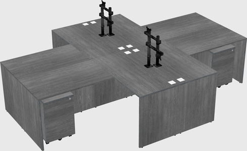 Quad l-shaped office desks
