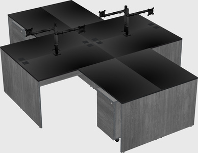 Quad l-shaped office desks