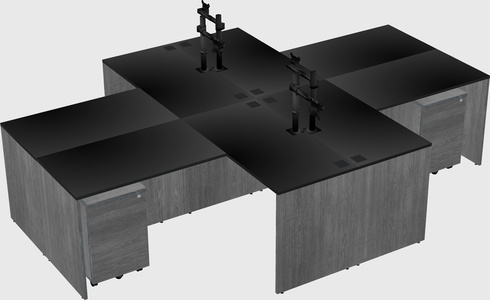 Quad l-shaped office desks
