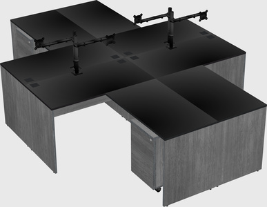 Quad l-shaped office desks