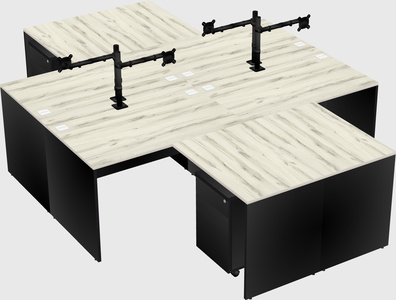 Quad l-shaped office desks
