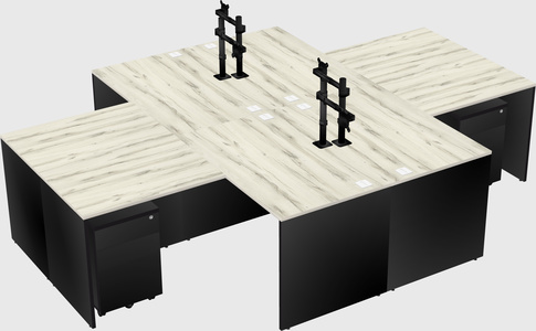 Quad l-shaped office desks